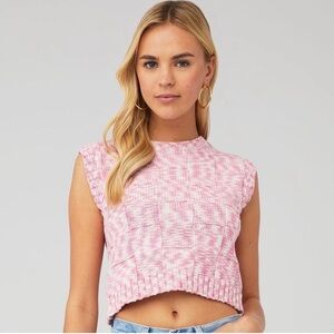 Steve Madden‎ Womens Size XS Cicillia Sweater Pink White Lace up Back Tank